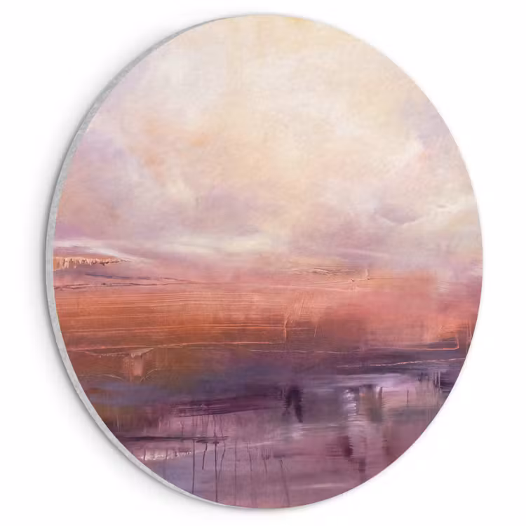 Abstract - Landschap - Modern - Paars - Oranje Akoestische PET Vilt - Rond klein -3d