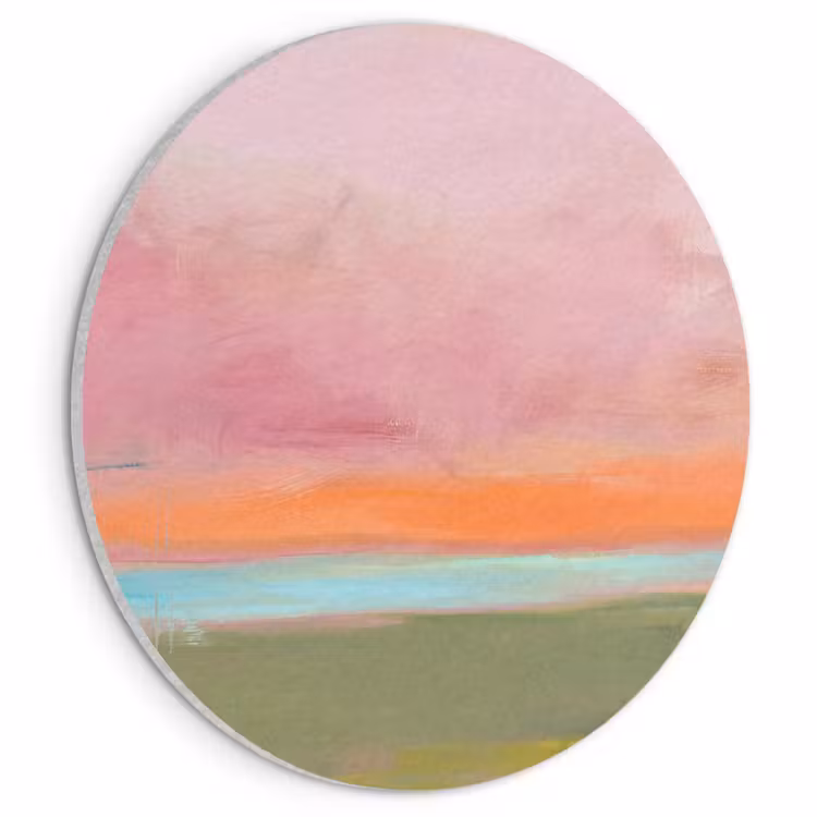 Abstract - Landschap - Modern - Roze - Oranje Akoestische PET Vilt - Rond klein -3d