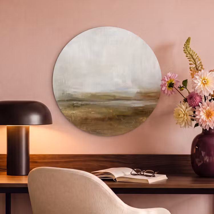 Abstract - Landschap - Natuur - Beige - Bruin Akoestische PET Vilt - Rond klein -sfeer3