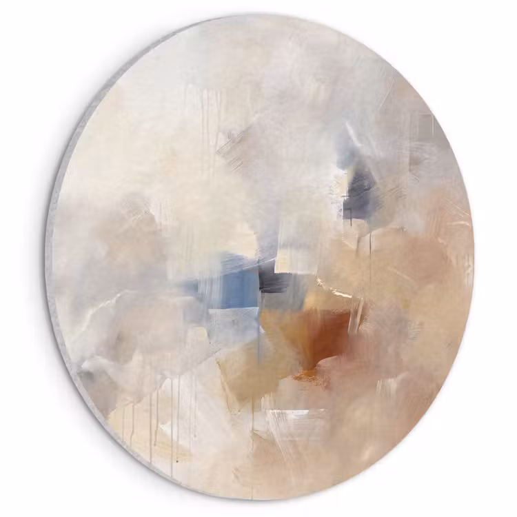 Abstract - Borstelstreken - Modern - Beige - Kunst Akoestische PET Vilt - Rond klein -3d
