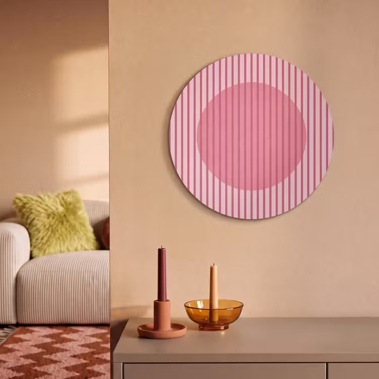 Abstract - Strepen - Ovaal - Roze - Modern Akoestische PET Vilt - Rond klein -sfeer1