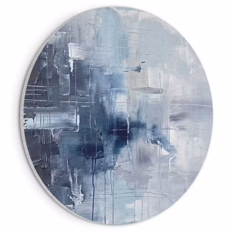 Abstract - Textuur - Kunst - Modern - Blauw Akoestische PET Vilt - Rond klein -3d
