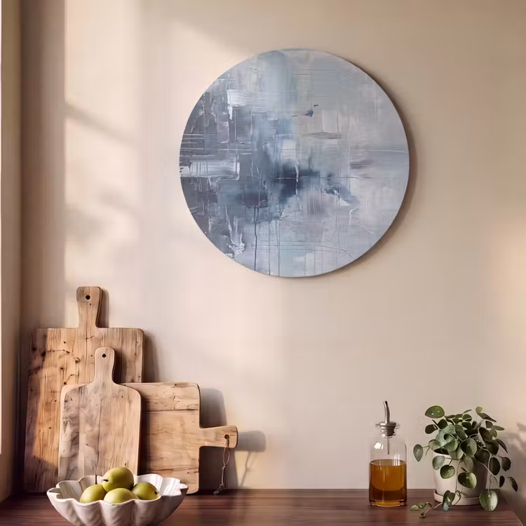 Abstract - Textuur - Kunst - Modern - Blauw Akoestische PET Vilt - Rond klein -sfeer2