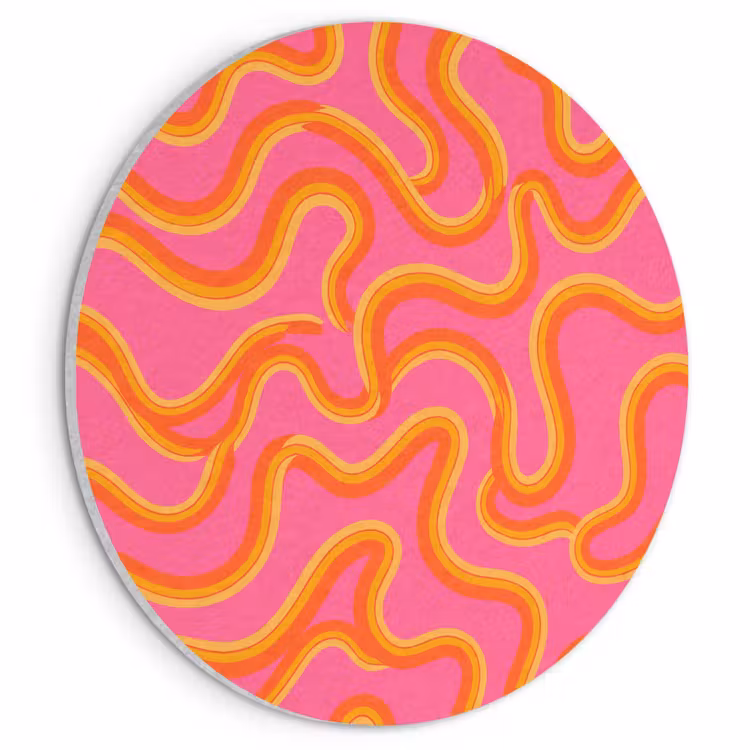 Abstract - Golvende lijnen - Modern - Kleurrijk Akoestische PET Vilt - Rond klein -3d