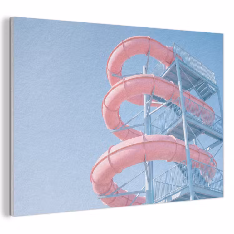 Glijbaan - Waterpark - Spiraal - Modern - Roze PET vilt klein -3d