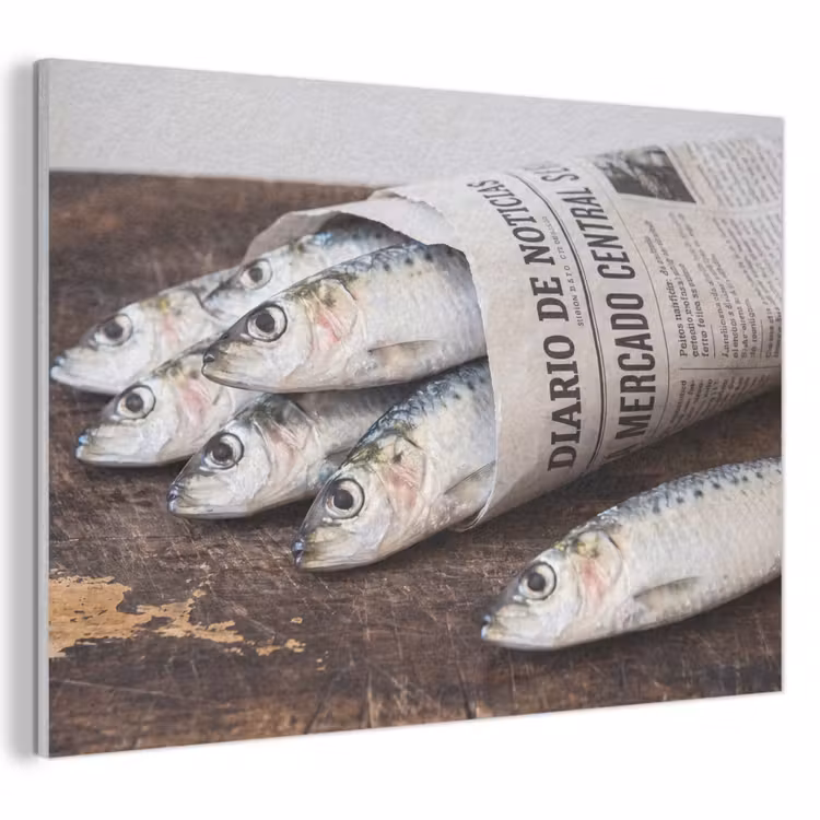 Akustikbild - Sardine – Zeitung – Schneidebrett - Sardientje - krant - snijplank PET vilt klein