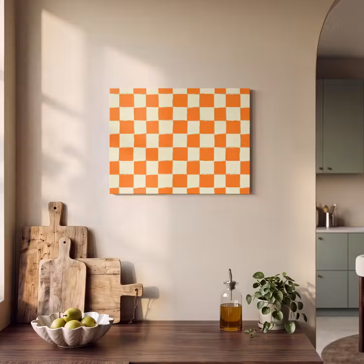Schaak - Patroon - Oranje PET vilt klein 837 -sfeer2