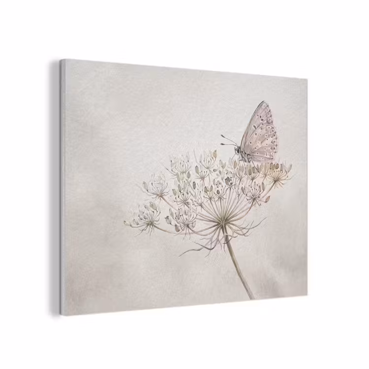 Vlinder - Bloem -Natuur - Beige PET vilt klein -3d