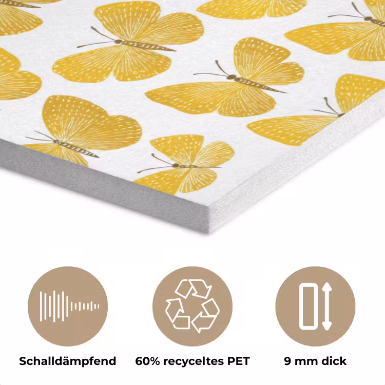 Vlinders - Botanisch - Illustratie - Geel - Wit PET vilt klein 837 -closeup_DE