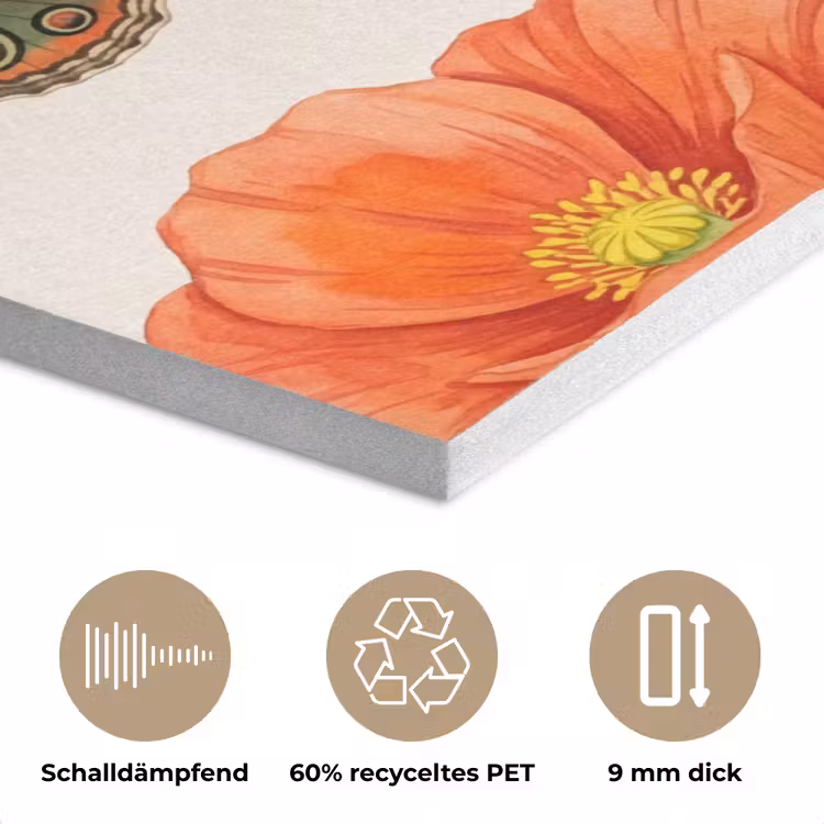 Vlinders - Klaprozen - Illustratie - Kleurrijk PET vilt klein -closeup_DE