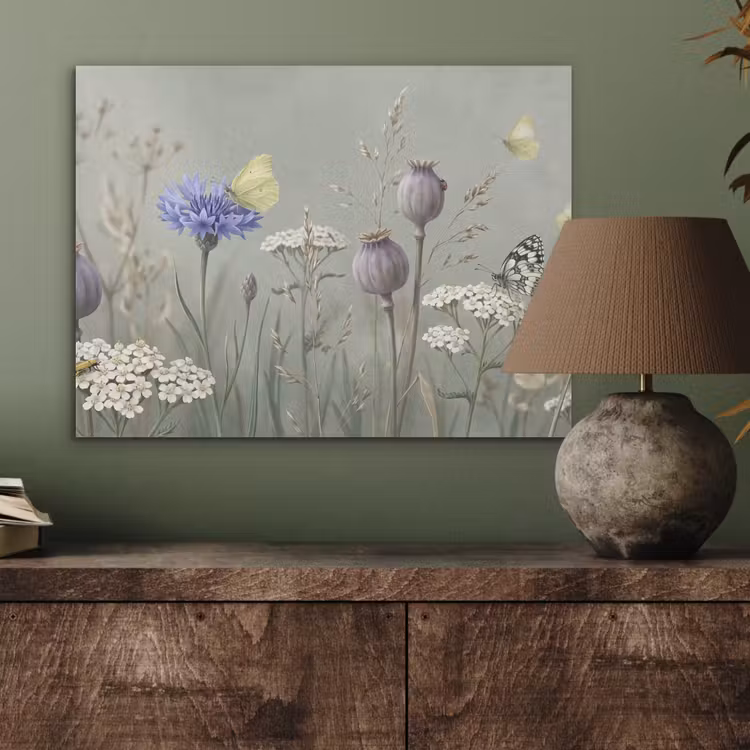 Vlinders - Wildbloemen - Illustratie - Kleurrijk PET vilt klein -sfeer2