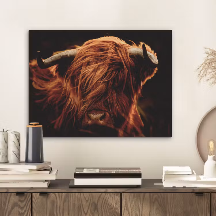Schotse hooglander - Koe - Hoorns - Portret - Dieren PET vilt klein -sfeer1