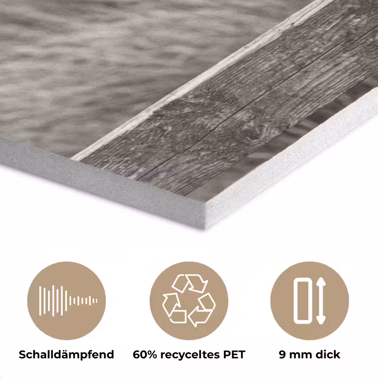 Schotse hooglander - Zwart - Wit - Hout PET vilt klein -closeup_DE