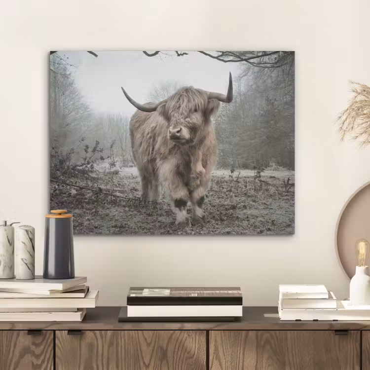 Schotse Hooglander - Bos - Mist - Koe - Dieren - Natuur PET vilt klein -sfeer1