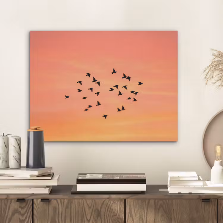 Zwerm - Vogels - Oranje PET vilt klein -sfeer1