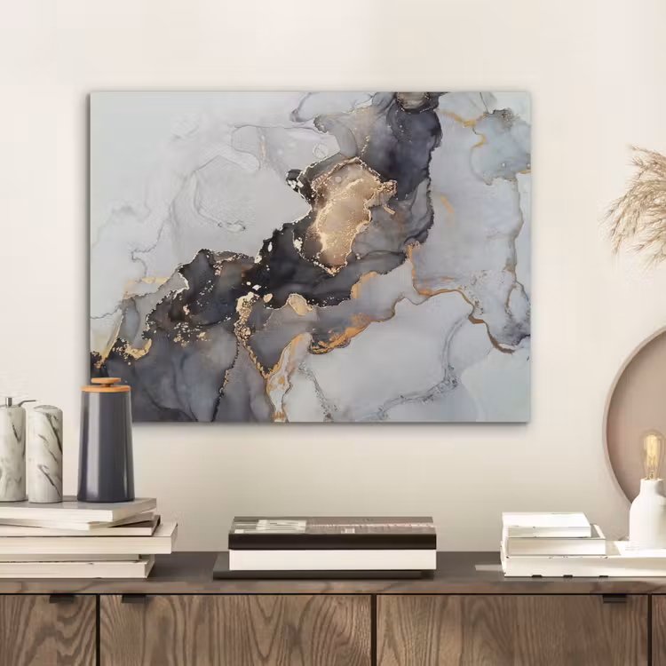 Zwart - Marmer - Luxe - Goud PET vilt klein -sfeer1