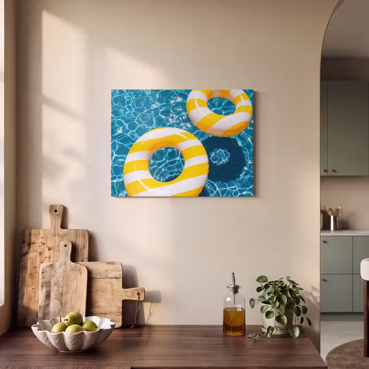 Zwembad - Zwembanden - Zomer - Geel - Blauw PET vilt klein -sfeer2