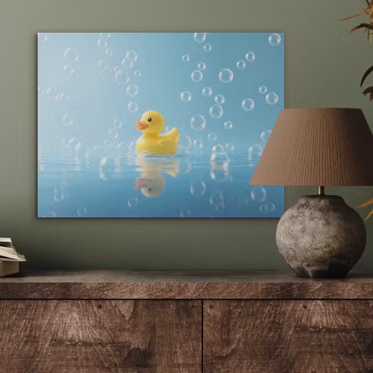 Bubbels - Badeend - Geel PET vilt klein -sfeer2