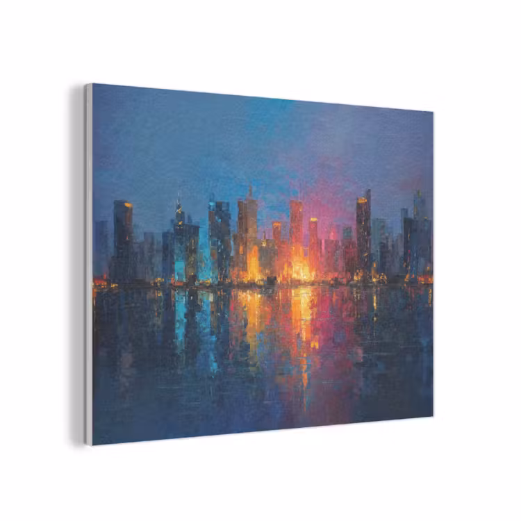 Skyline - Penseelstreken - Donkerblauw - Lichtgevend PET vilt klein -3d