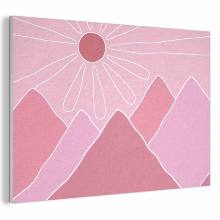 Zon - Bergen - Natuur - Abstract - Roze PET vilt klein -3d