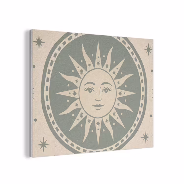 Zon - Sterren - Astrologie - Vintage - Groen PET vilt klein -3d