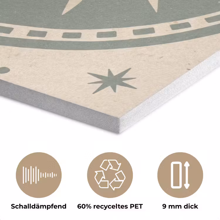 Zon - Sterren - Astrologie - Vintage - Groen PET vilt klein -closeup_DE