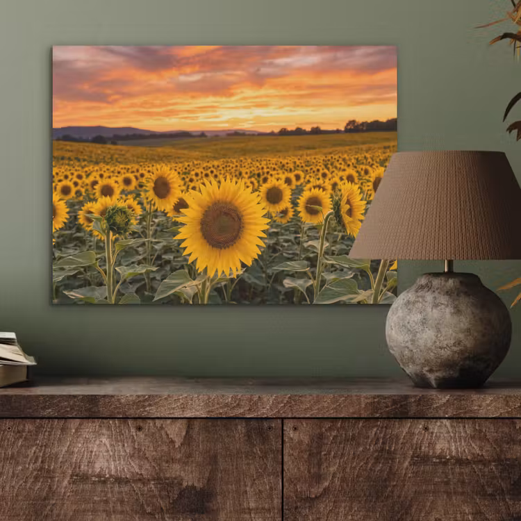 Zonnebloemen - Heuvellandschap - Geel PET vilt klein -sfeer2