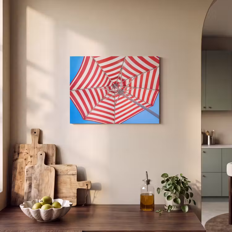 Parasol - Strepen - Zomer - Rood - Blauw PET vilt klein -sfeer2