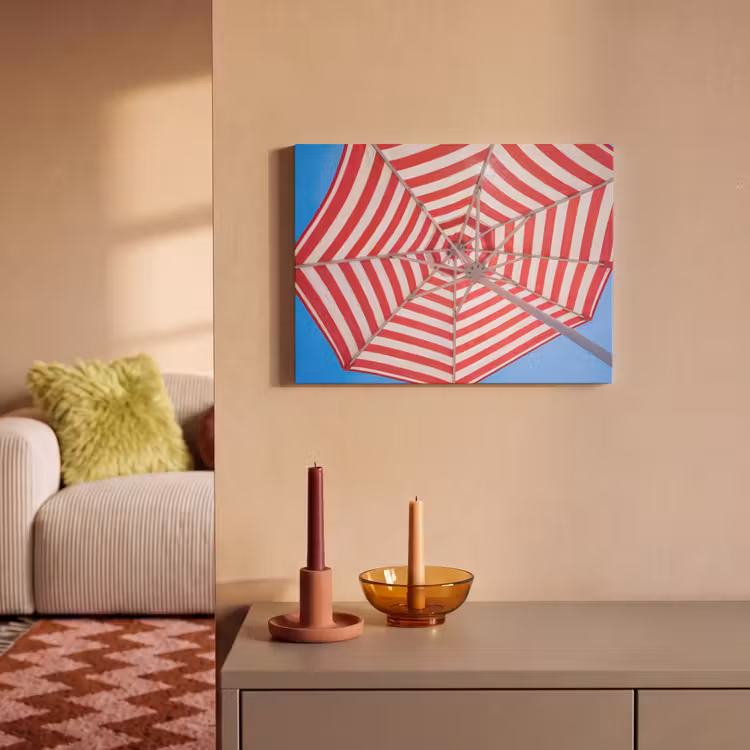 Parasol - Strepen - Zomer - Rood - Blauw PET vilt klein -sfeer1