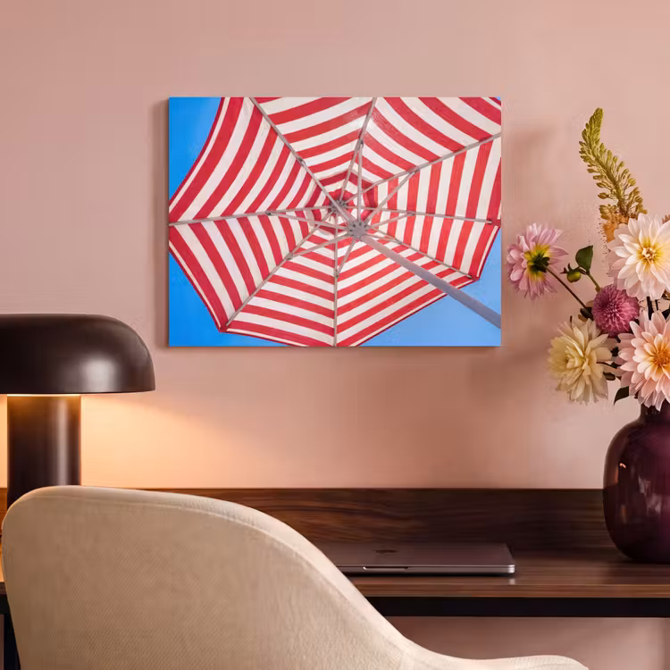 Parasol - Strepen - Zomer - Rood - Blauw PET vilt klein -sfeer3