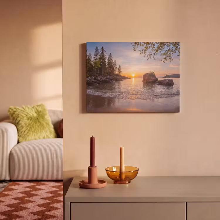 Zonsondergang - Kust - Water - Natuur - Oranje PET vilt klein -sfeer1