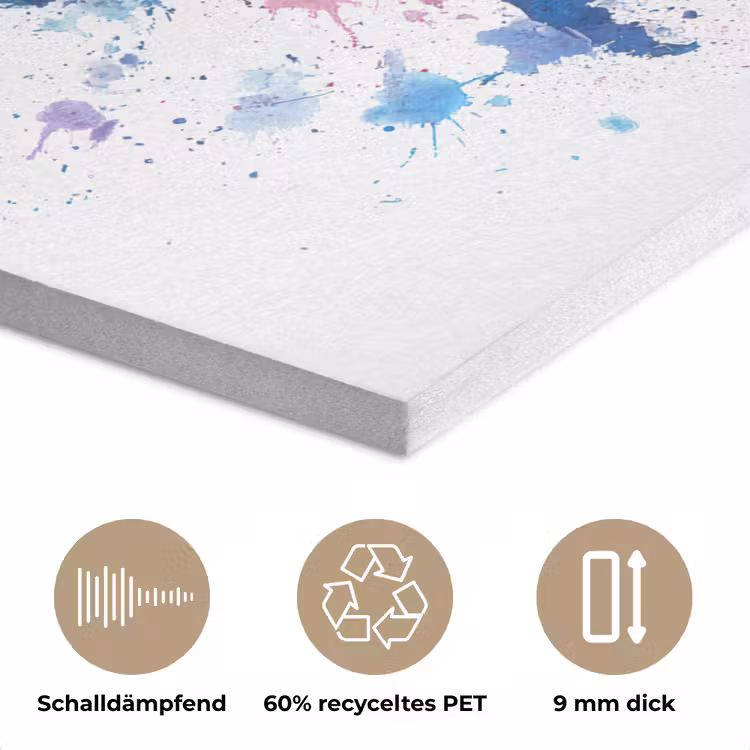 Spatten - Wereldkaart - Blauwtinten PET vilt klein -closeup_DE