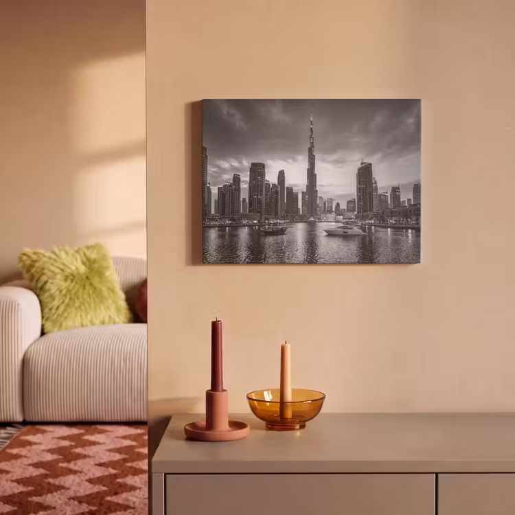 Stad - Skyline - Architectuur - Avond - Zwart-wit PET vilt klein -sfeer1