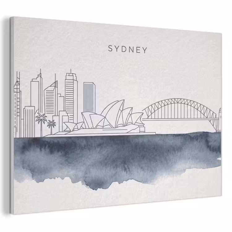 Stad - Skyline - Architectuur - Minimalistisch - Blauw PET vilt klein -3d