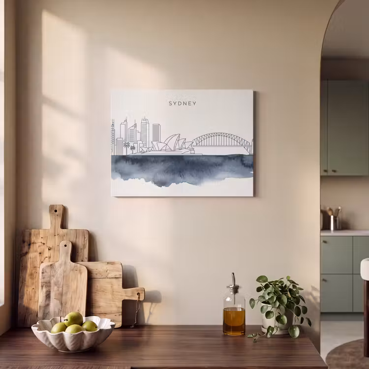 Stad - Skyline - Architectuur - Minimalistisch - Blauw PET vilt klein -sfeer2