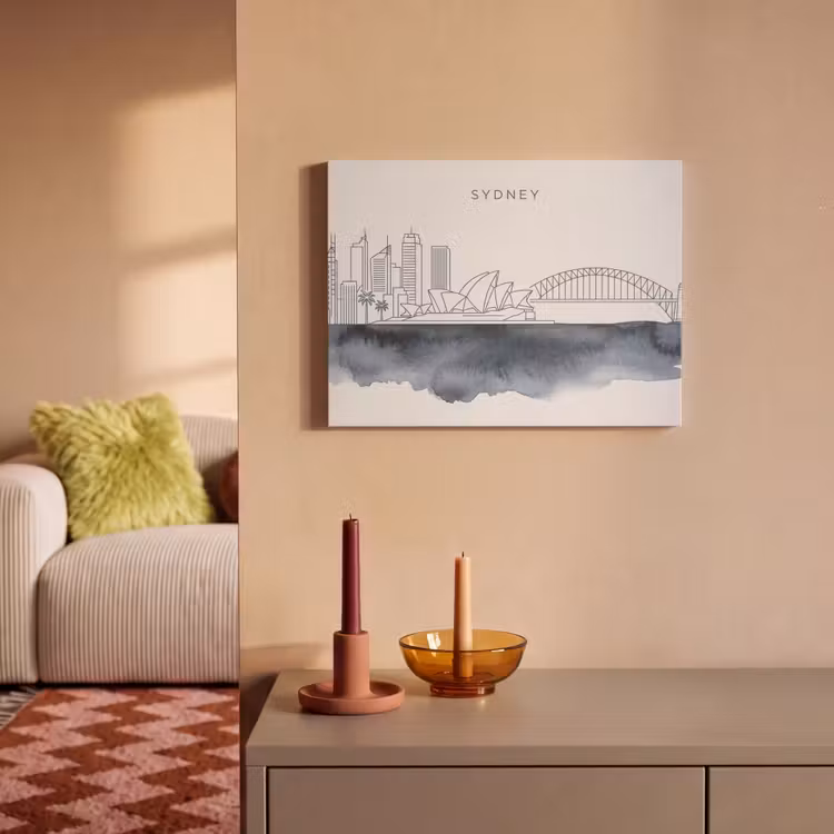 Stad - Skyline - Architectuur - Minimalistisch - Blauw PET vilt klein -sfeer1