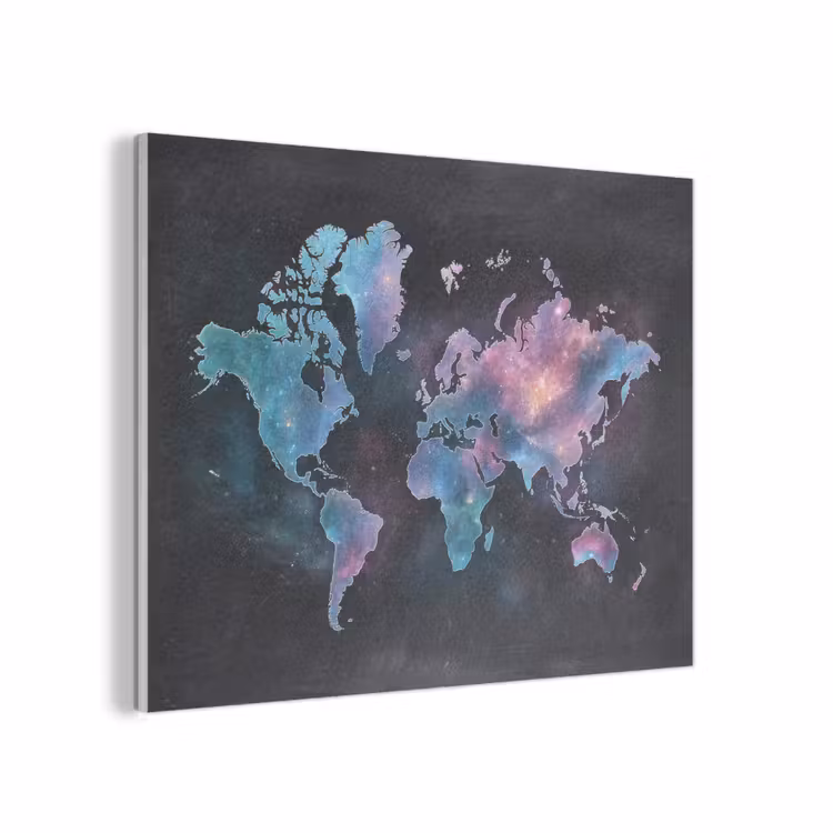 Sterren - Wereldkaart - Blauw PET vilt klein -3d