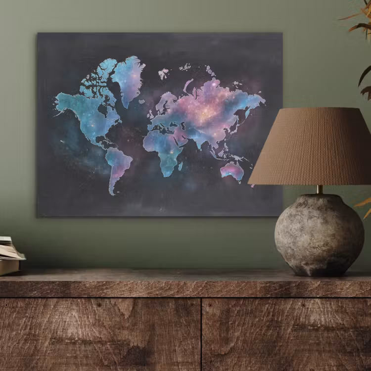 Sterren - Wereldkaart - Blauw PET vilt klein -sfeer2