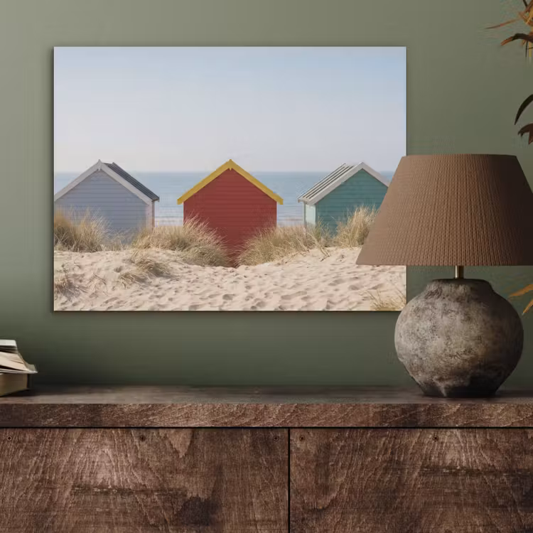 Strand - Huisjes - Kleurrijk - Duinen PET vilt klein -sfeer2