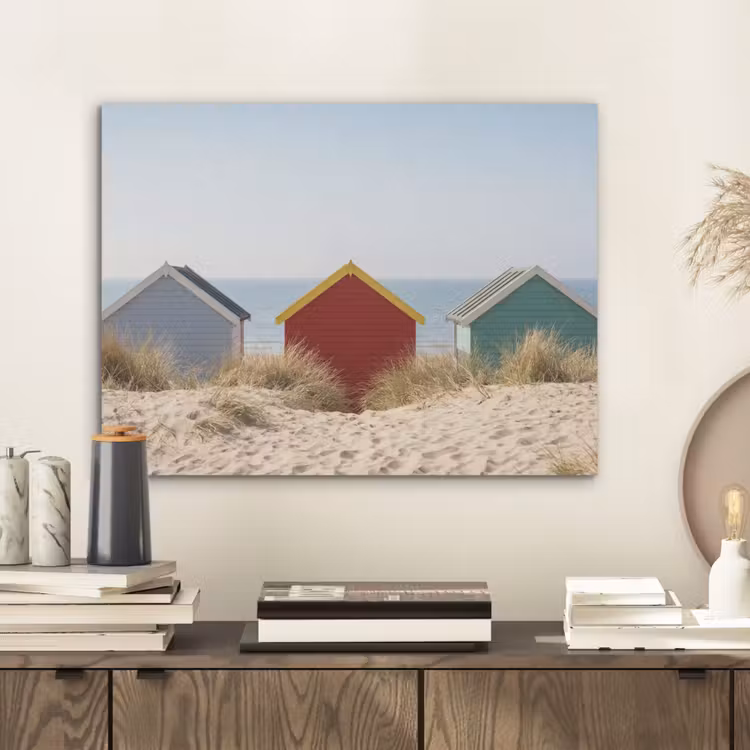 Strand - Huisjes - Kleurrijk - Duinen PET vilt klein -sfeer1
