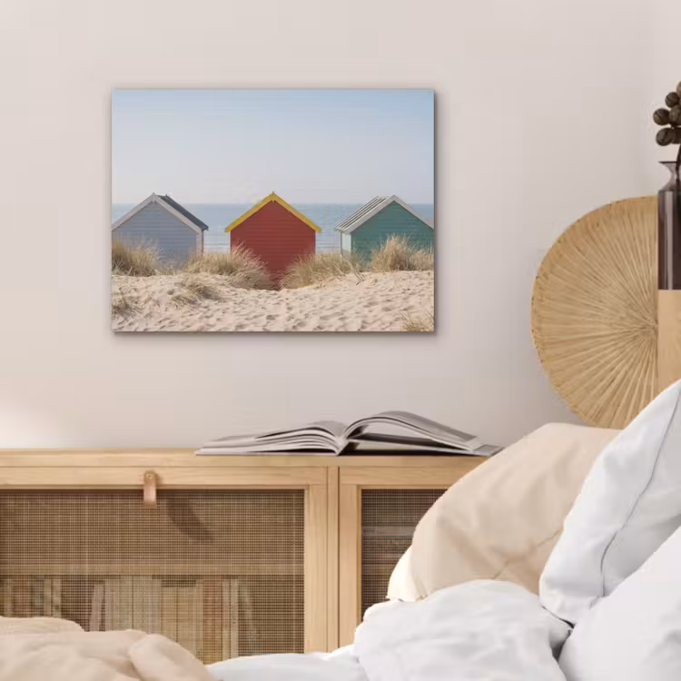 Strand - Huisjes - Kleurrijk - Duinen PET vilt klein -sfeer3