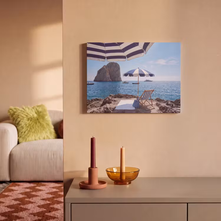 Strand - Ligstoel - Parasol - Zomer - Blauw PET vilt klein -sfeer1