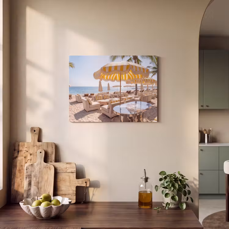 Strand - Ligbedden - Vakantie - Modern - Geel PET vilt klein -sfeer2