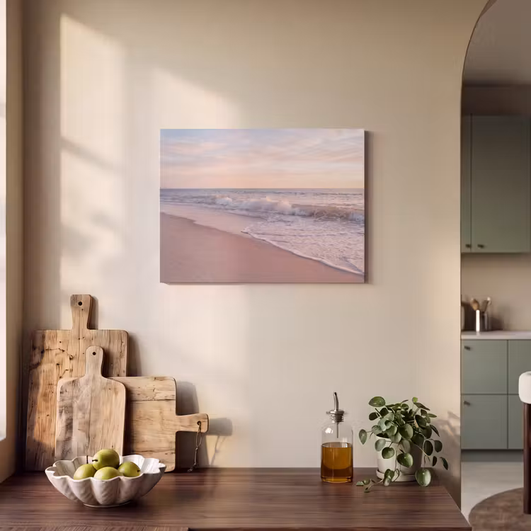 Strand - Zee - Golven - Natuur - Zonsondergang PET vilt klein -sfeer2