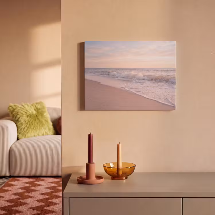 Strand - Zee - Golven - Natuur - Zonsondergang PET vilt klein -sfeer1