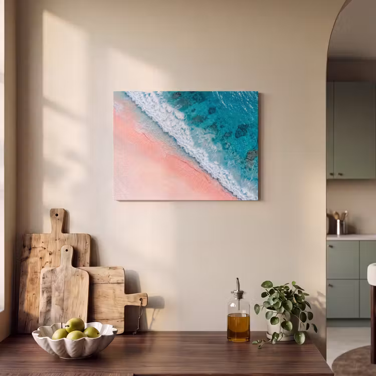Strand - Oceaan - Golven - Roze Zand - Natuur PET vilt klein -sfeer2