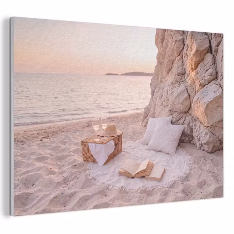 Strand - Picknick - Zonsondergang - Zomer - Natuur PET vilt klein -3d