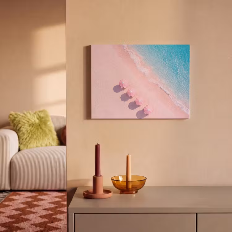 Strand - Roze zand - Zee - Zomer - Natuur PET vilt klein -sfeer1
