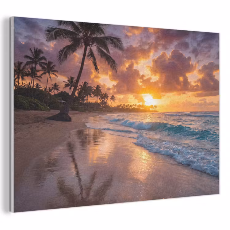 Strand - Zonsopgang - Tropisch - Natuur - Oranje PET vilt klein -3d