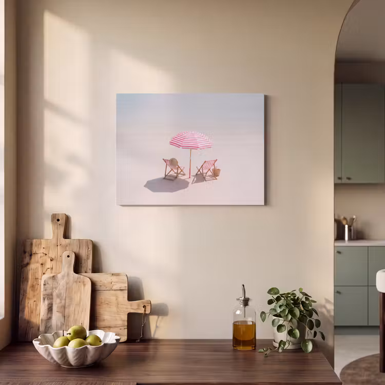 Strand - Parasol - Ligstoel - Zomer - Roze PET vilt klein -sfeer2